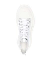 silberne Leder niedrige Sneakers von Alexander McQueen