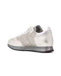 silberne Leder niedrige Sneakers von Philippe Model