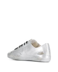 silberne Leder niedrige Sneakers von Golden Goose