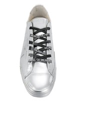 silberne Leder niedrige Sneakers von Golden Goose