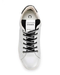 silberne Leder niedrige Sneakers von Leather Crown