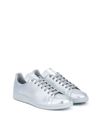 silberne Leder niedrige Sneakers von adidas