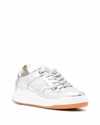 silberne Leder niedrige Sneakers von Golden Goose