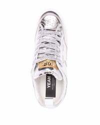 silberne Leder niedrige Sneakers von Golden Goose