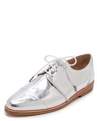 silberne Leder Oxford Schuhe
