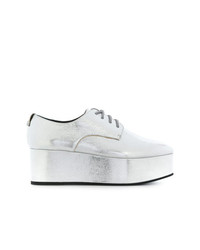 silberne Leder Oxford Schuhe von Calvin Klein