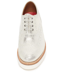 silberne Leder Oxford Schuhe von Grenson