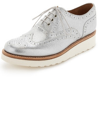 silberne Leder Oxford Schuhe von Grenson