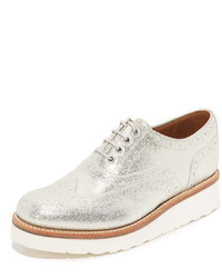 silberne Leder Oxford Schuhe von Grenson