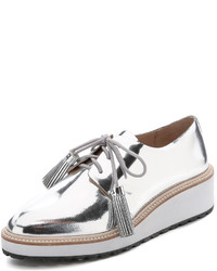 silberne Leder Oxford Schuhe von Loeffler Randall