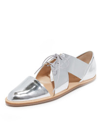 silberne Leder Oxford Schuhe von Loeffler Randall