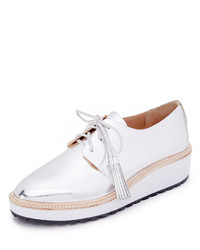 silberne Leder Oxford Schuhe von Loeffler Randall