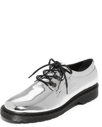 silberne Leder Oxford Schuhe von Maison Margiela