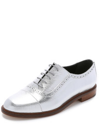 silberne Leder Oxford Schuhe