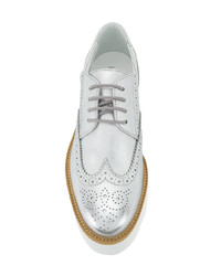 silberne Leder Oxford Schuhe von Hogan