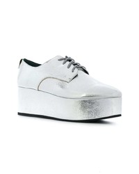 silberne Leder Oxford Schuhe von Calvin Klein