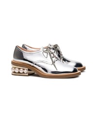 silberne Leder Oxford Schuhe von Nicholas Kirkwood