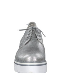 silberne Leder Oxford Schuhe von Tamaris