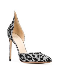 silberne Leder Pumps mit Leopardenmuster von Francesco Russo