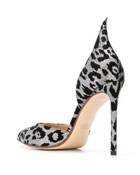 silberne Leder Pumps mit Leopardenmuster von Francesco Russo