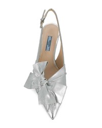 silberne Leder Pumps von Prada