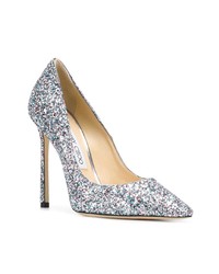 silberne Leder Pumps von Jimmy Choo