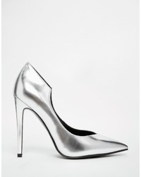 silberne Leder Pumps