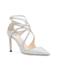 silberne Leder Pumps von Jimmy Choo