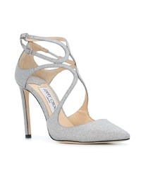 silberne Leder Pumps von Jimmy Choo