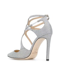 silberne Leder Pumps von Jimmy Choo