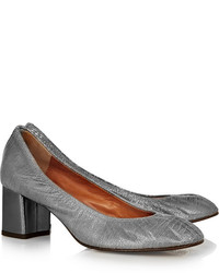 silberne Leder Pumps von Lanvin