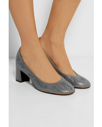 silberne Leder Pumps von Lanvin