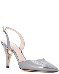 silberne Leder Pumps von Nicholas Kirkwood