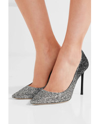 silberne Leder Pumps von Jimmy Choo