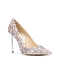 silberne Leder Pumps von Jimmy Choo