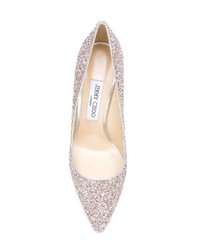 silberne Leder Pumps von Jimmy Choo