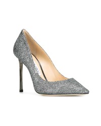 silberne Leder Pumps von Jimmy Choo