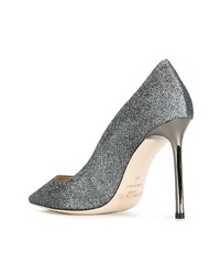 silberne Leder Pumps von Jimmy Choo