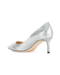 silberne Leder Pumps von Jimmy Choo