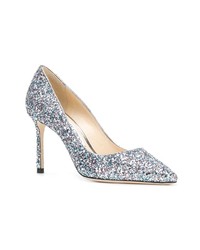 silberne Leder Pumps von Jimmy Choo