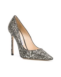 silberne Leder Pumps von Jimmy Choo