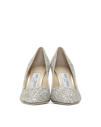 silberne Leder Pumps von Jimmy Choo