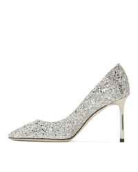 silberne Leder Pumps von Jimmy Choo