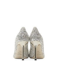 silberne Leder Pumps von Jimmy Choo