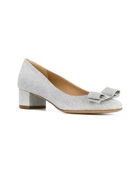 silberne Leder Pumps von Salvatore Ferragamo