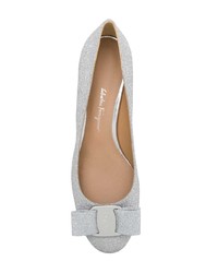 silberne Leder Pumps von Salvatore Ferragamo