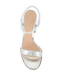 silberne Leder Sandaletten von Gianvito Rossi