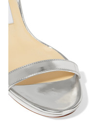 silberne Leder Sandaletten von Jimmy Choo