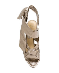 silberne Leder Sandaletten von Alexandre Birman