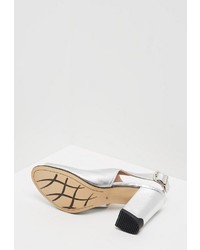 silberne Leder Sandaletten von myMo
